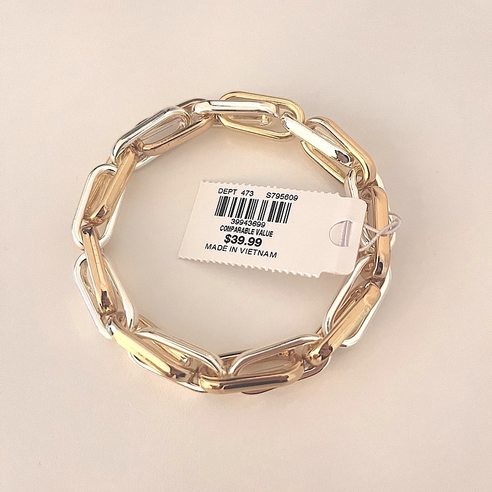 LOFT Gold and Silver Chain Link Stretch Bracelet